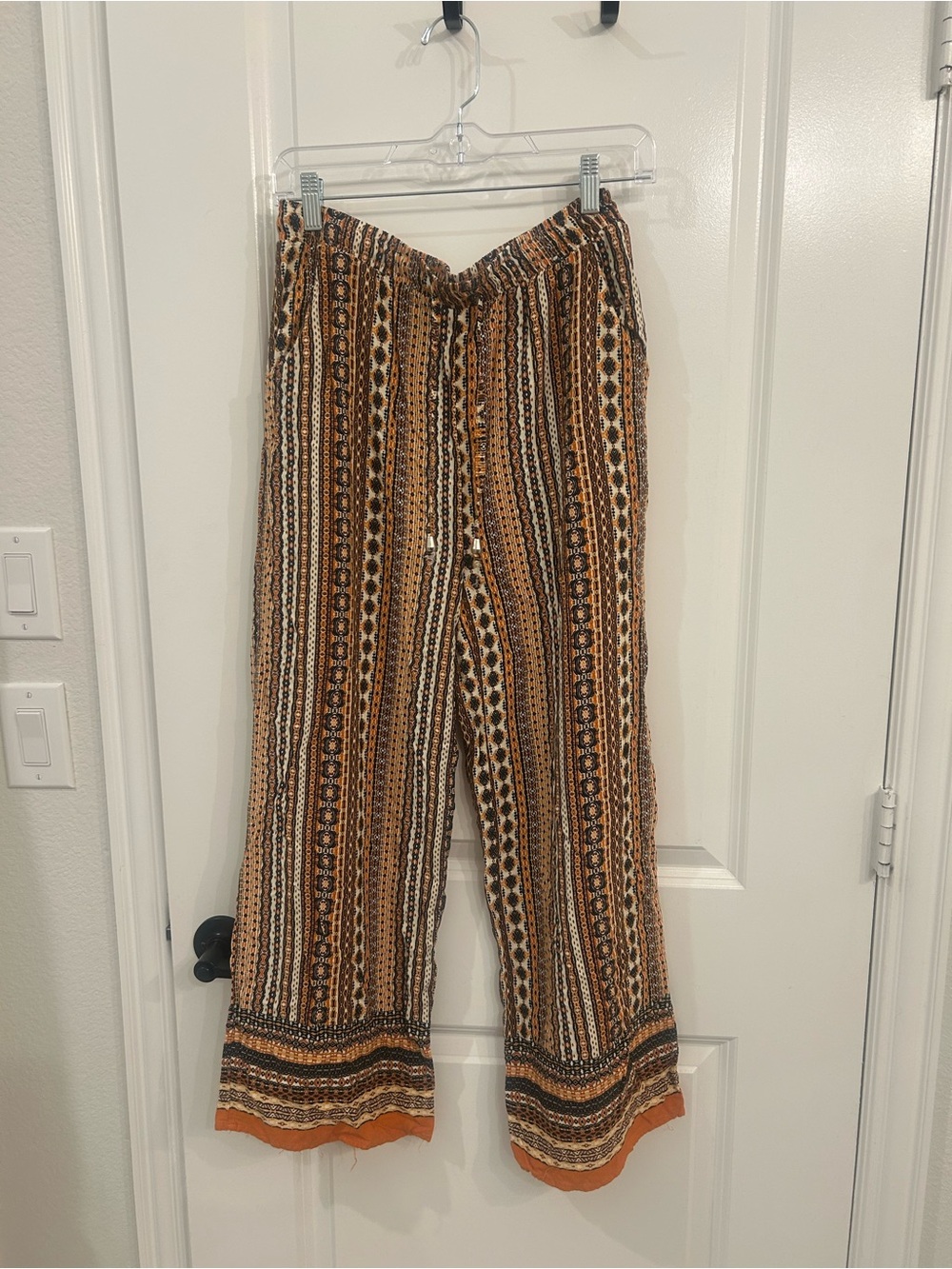Boho Stripe Wide-Leg Pants in Rust